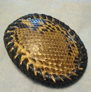 Snake Skin and Leather Belt Buckle